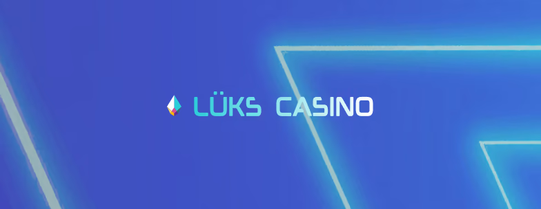 Mavi zemin ve neon çizgiler üzerinde Lüks Casino logosu